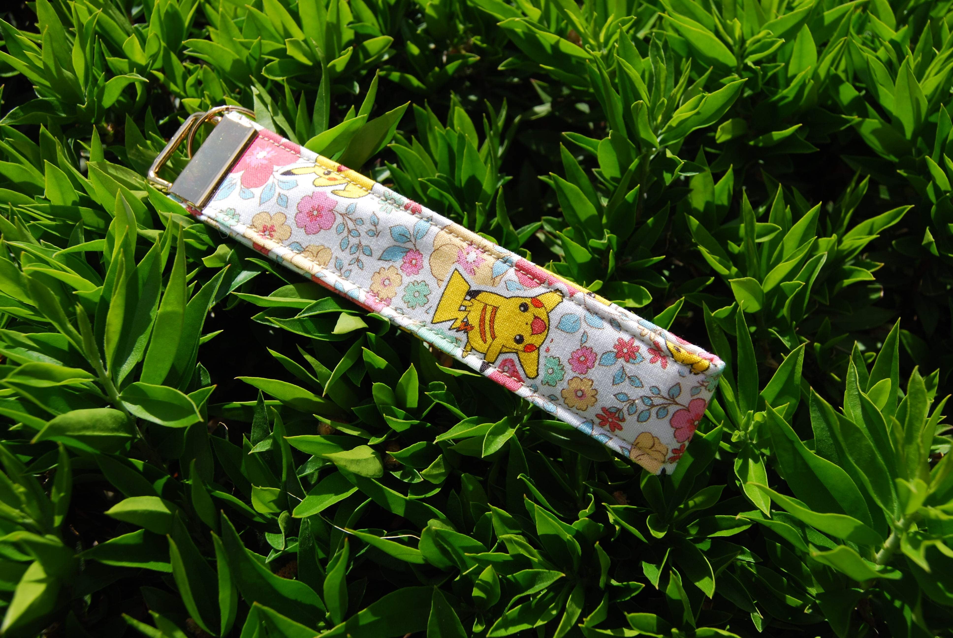 Floral Pikachu Key FOB Wristlet