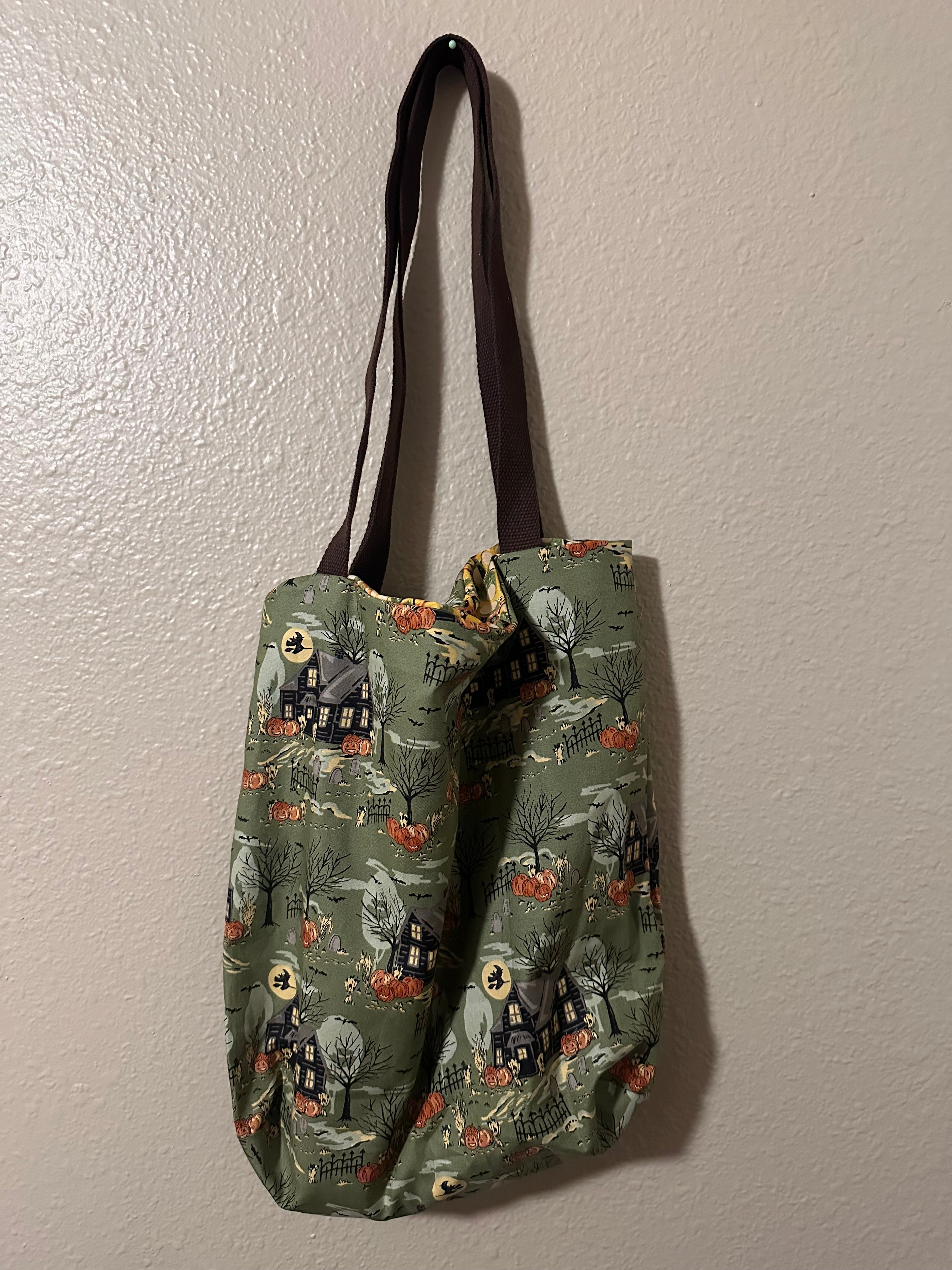 Green Haunted House Tote Bag