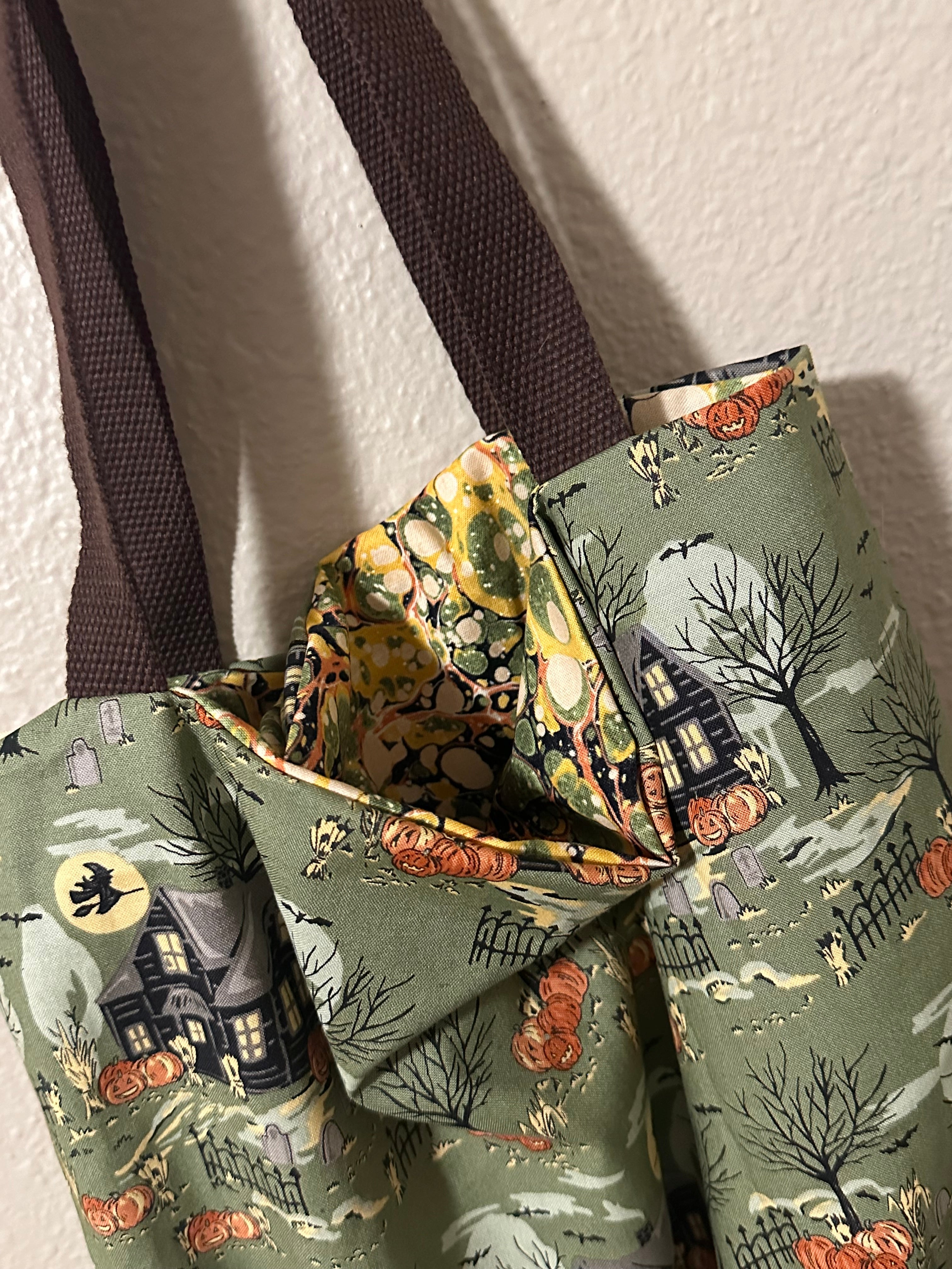 Green Haunted House Tote Bag