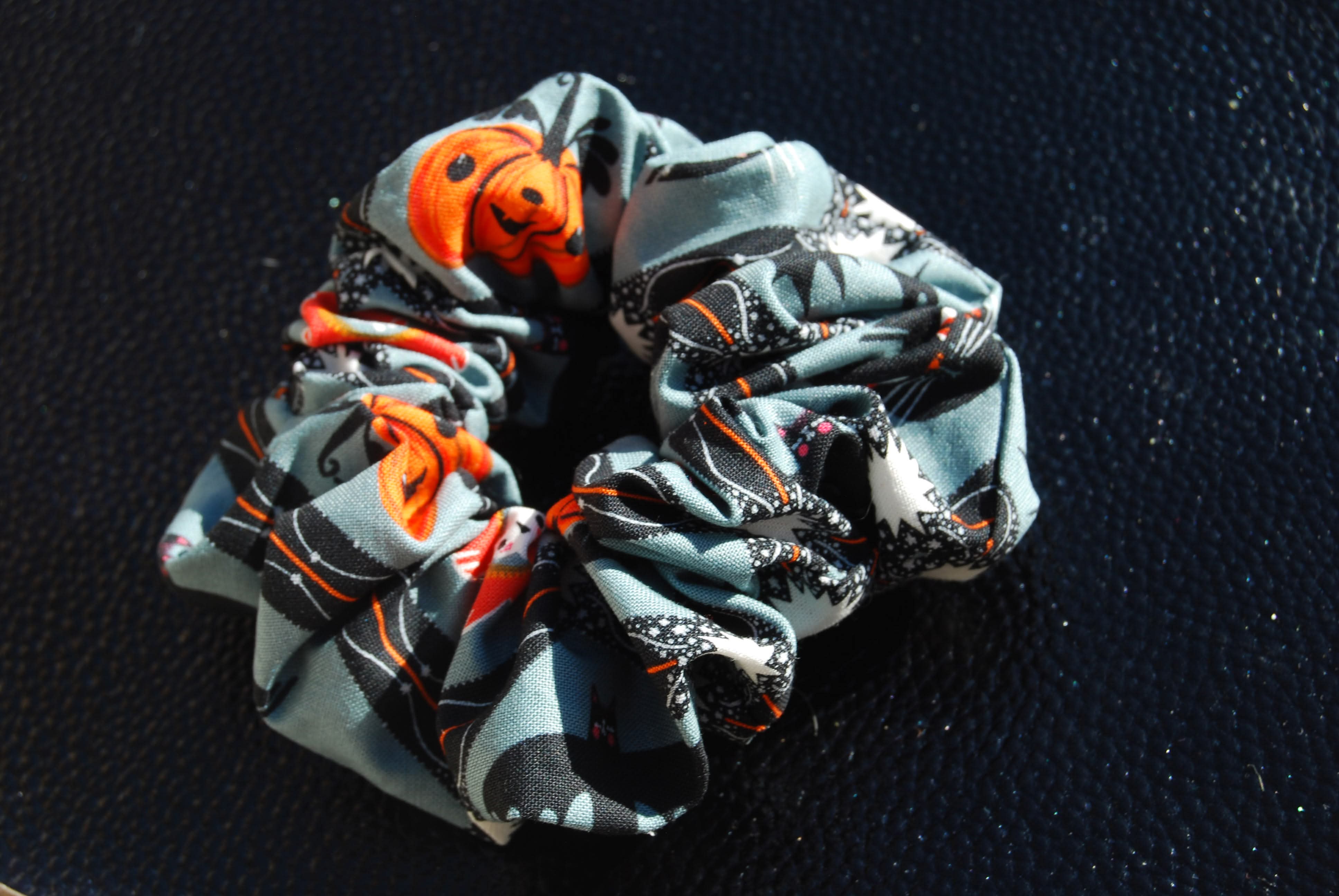 Bats, Cats, and Pumpkin Scrunchie