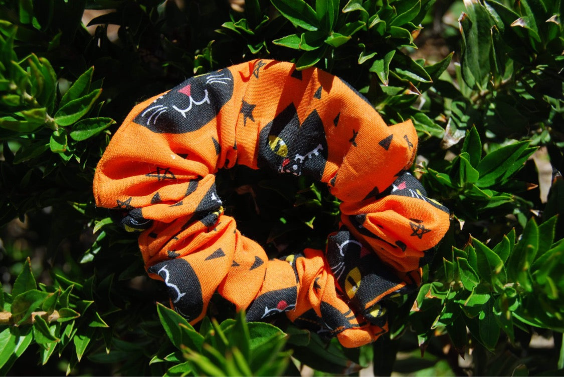 Orange Black Cats Scrunchie
