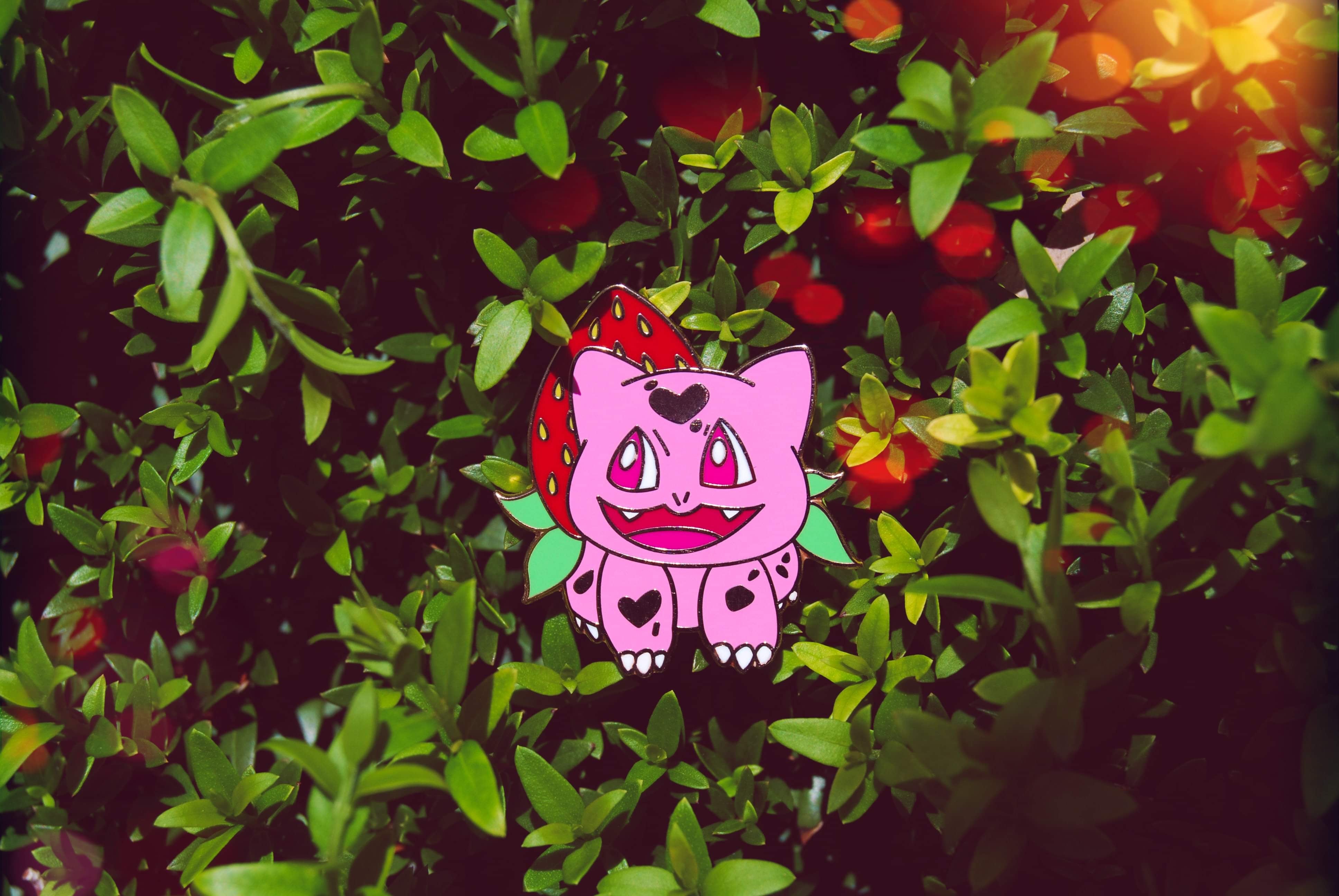Pink Strawberry Bulbasaur Enamel Pin