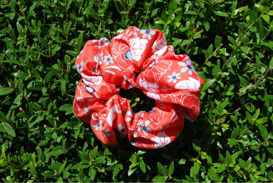 Red Floral Scrunchie
