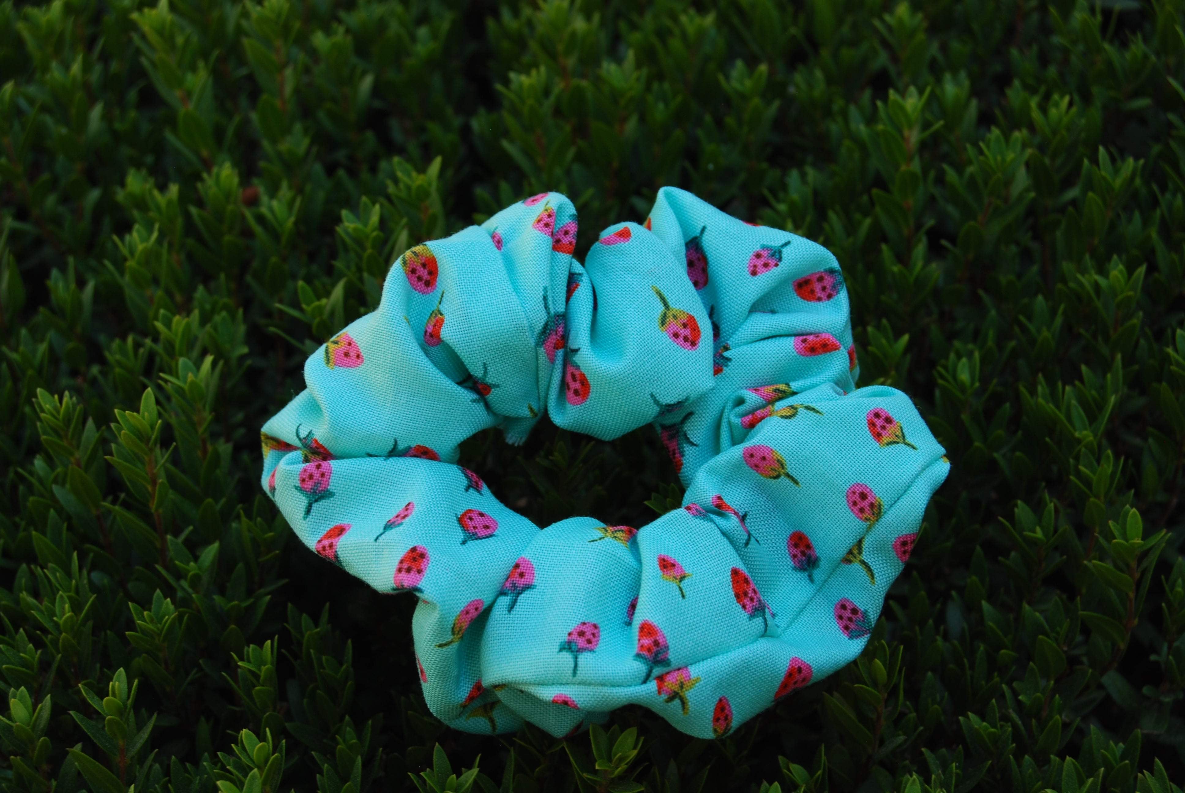 Turquoise Strawberry Scrunchie